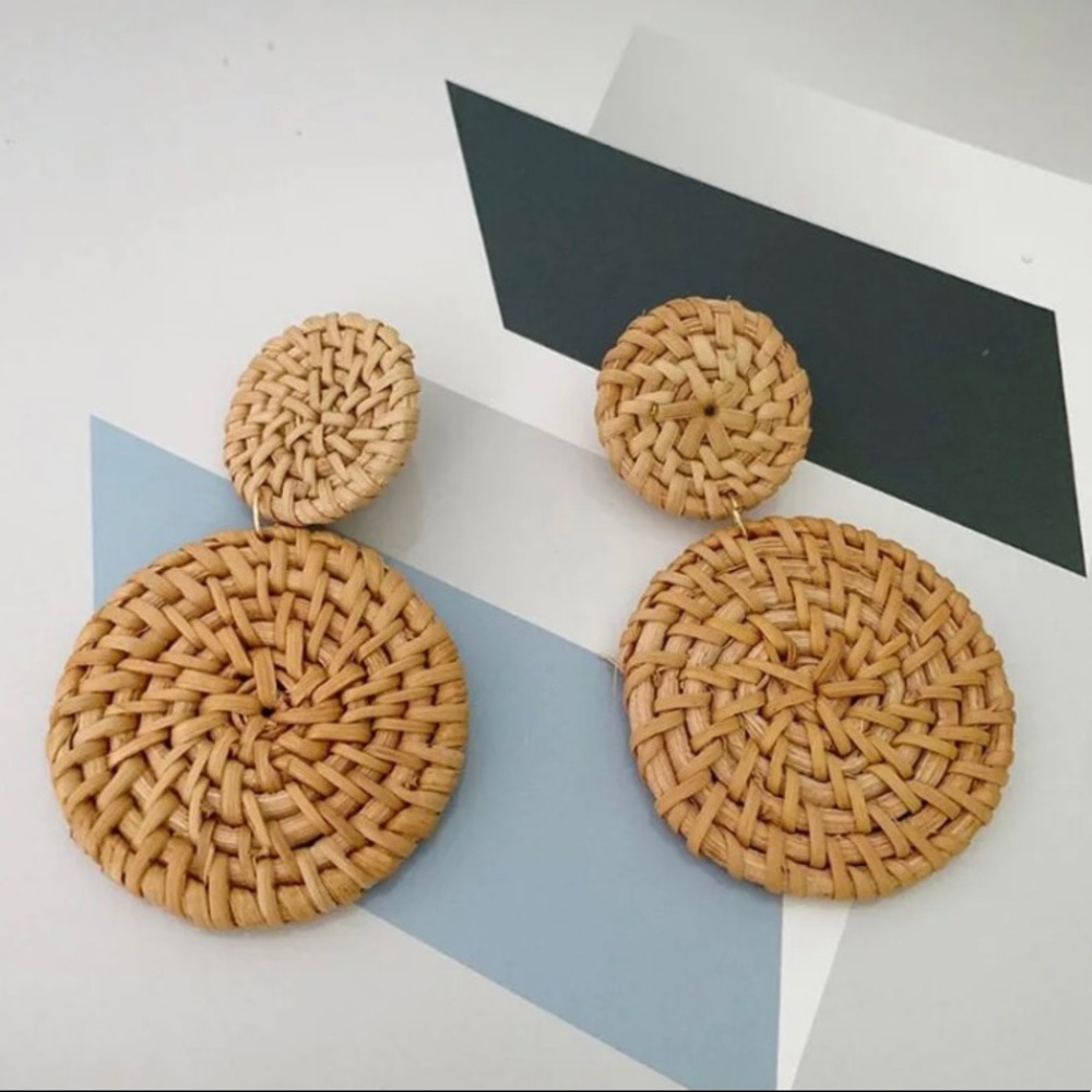 Handmade rattan earrings